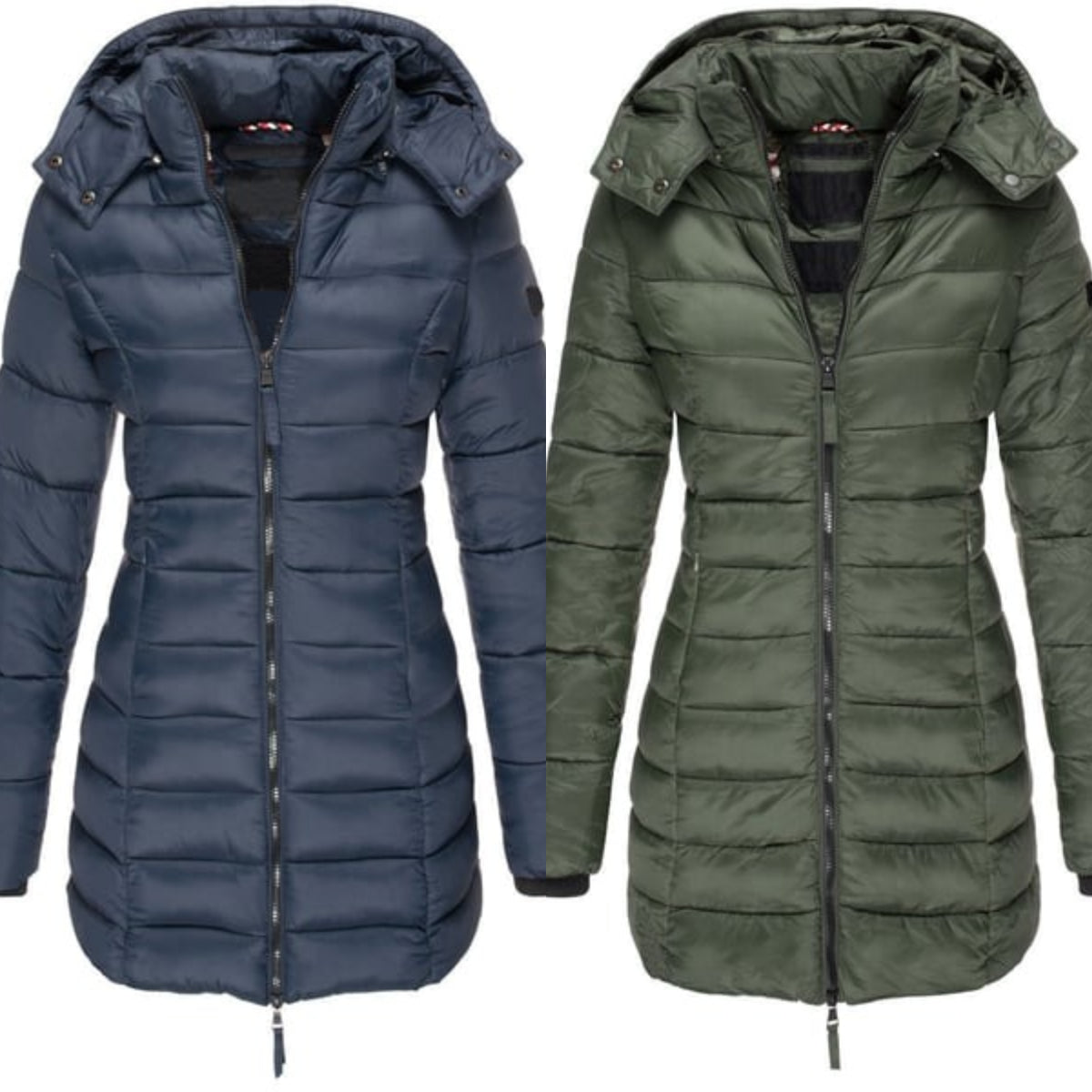 Winter Women's Mid-Length Padded Jacket with Hood - Warm Solid Color Outerwear by Coperck.com